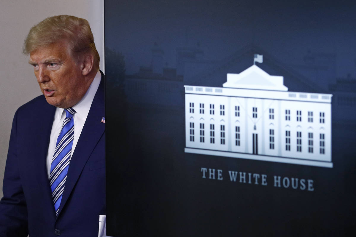 President Donald Trump arrives to speak at a Coronavirus Task Force briefing at the White House ...