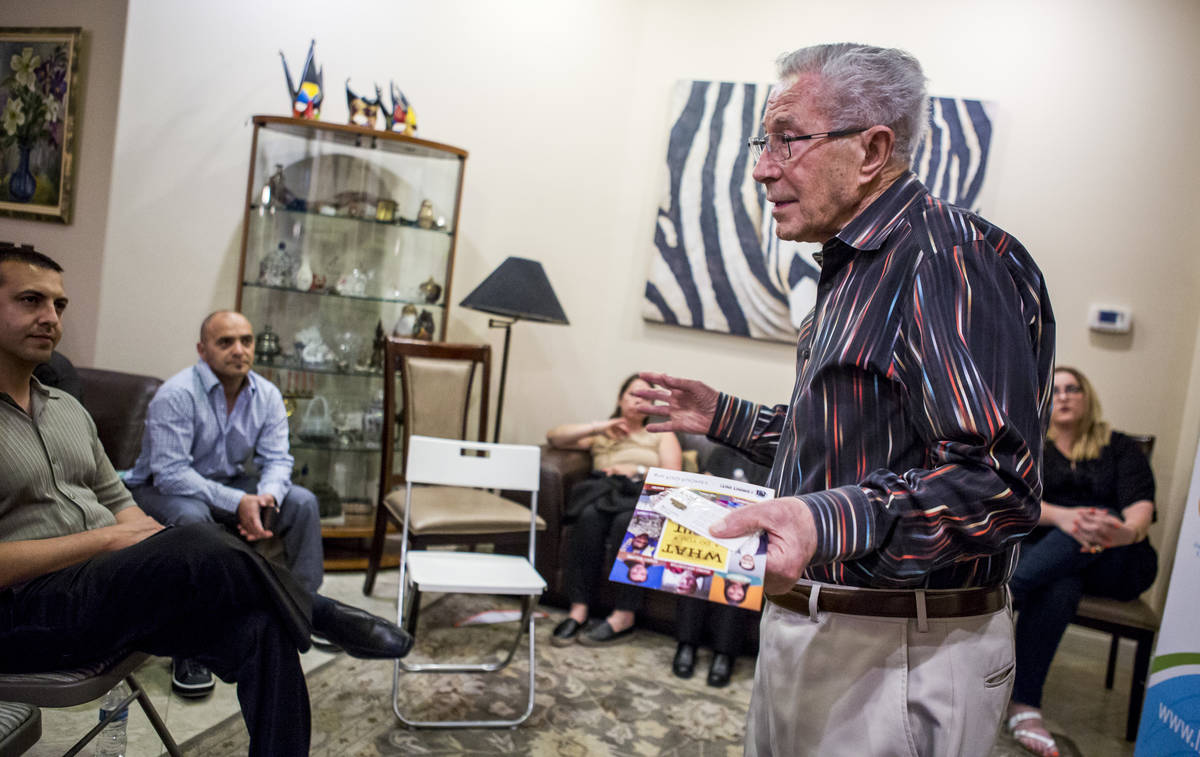 Ben Lesser, an 89-year-old Holocaust survivor, speaks at a Yom HaShoah, or Holocaust Rememberen ...