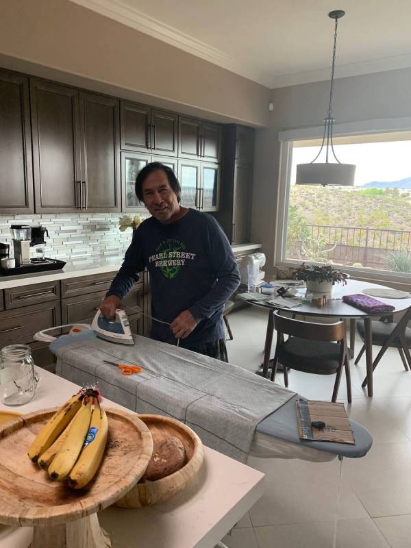 Charlie Eischen, Rose Bud Auxiliary Member ironing material. Rose Bud Auxiliary has partnered w ...