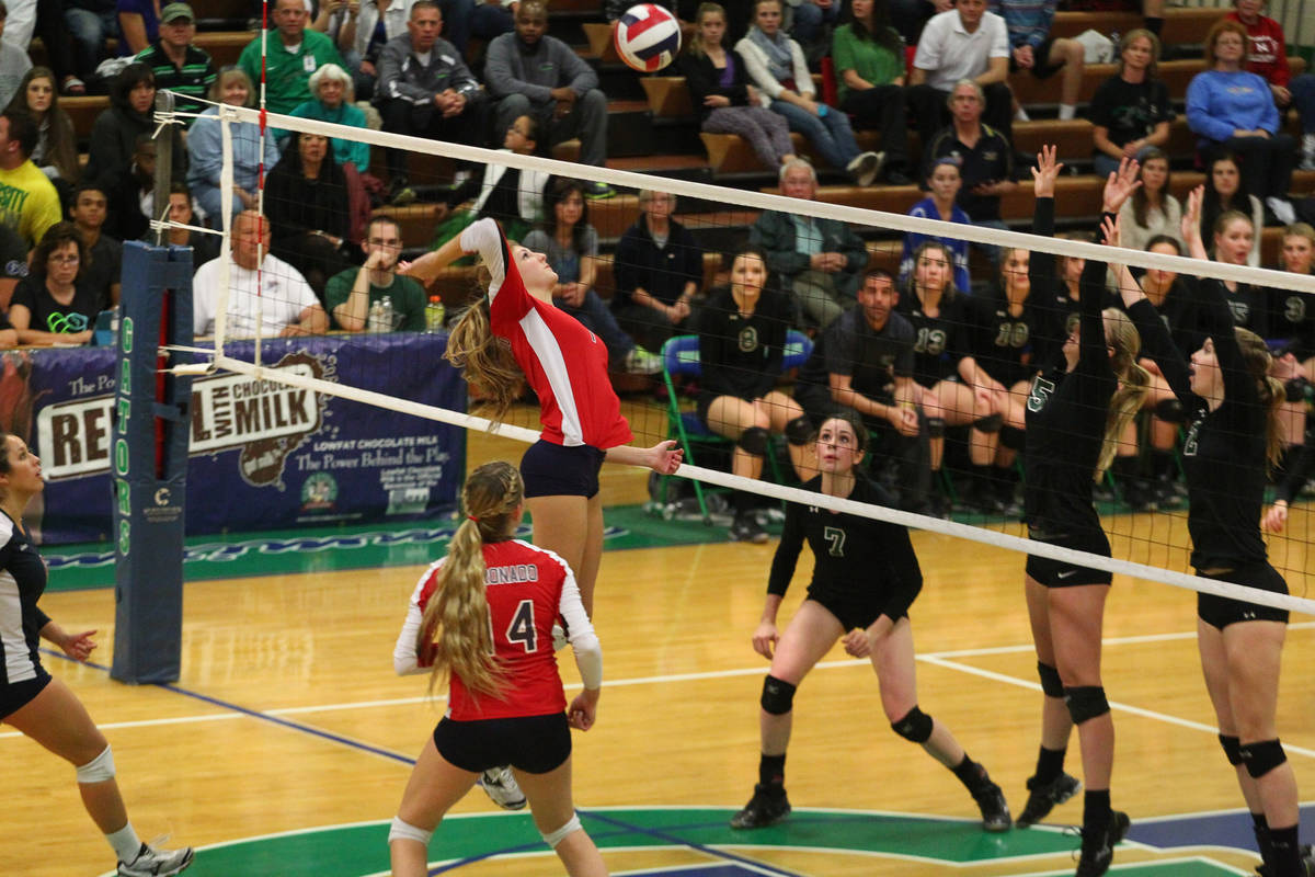 Coronado's Nikki Jackson (7) jumps to attack against Palo Verde during the championship game of ...