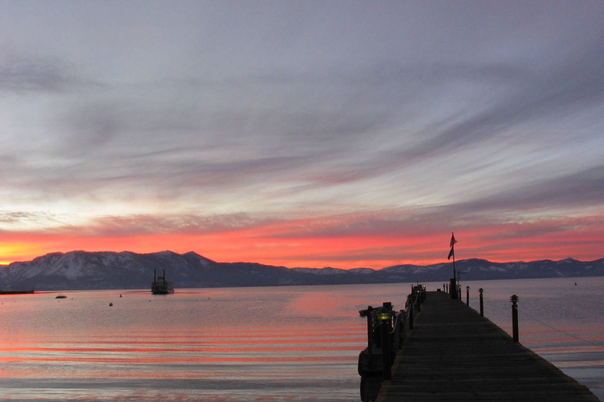 Lake Tahoe is shown at sunset in this undated photo. (Las Vegas Review-Journal file)