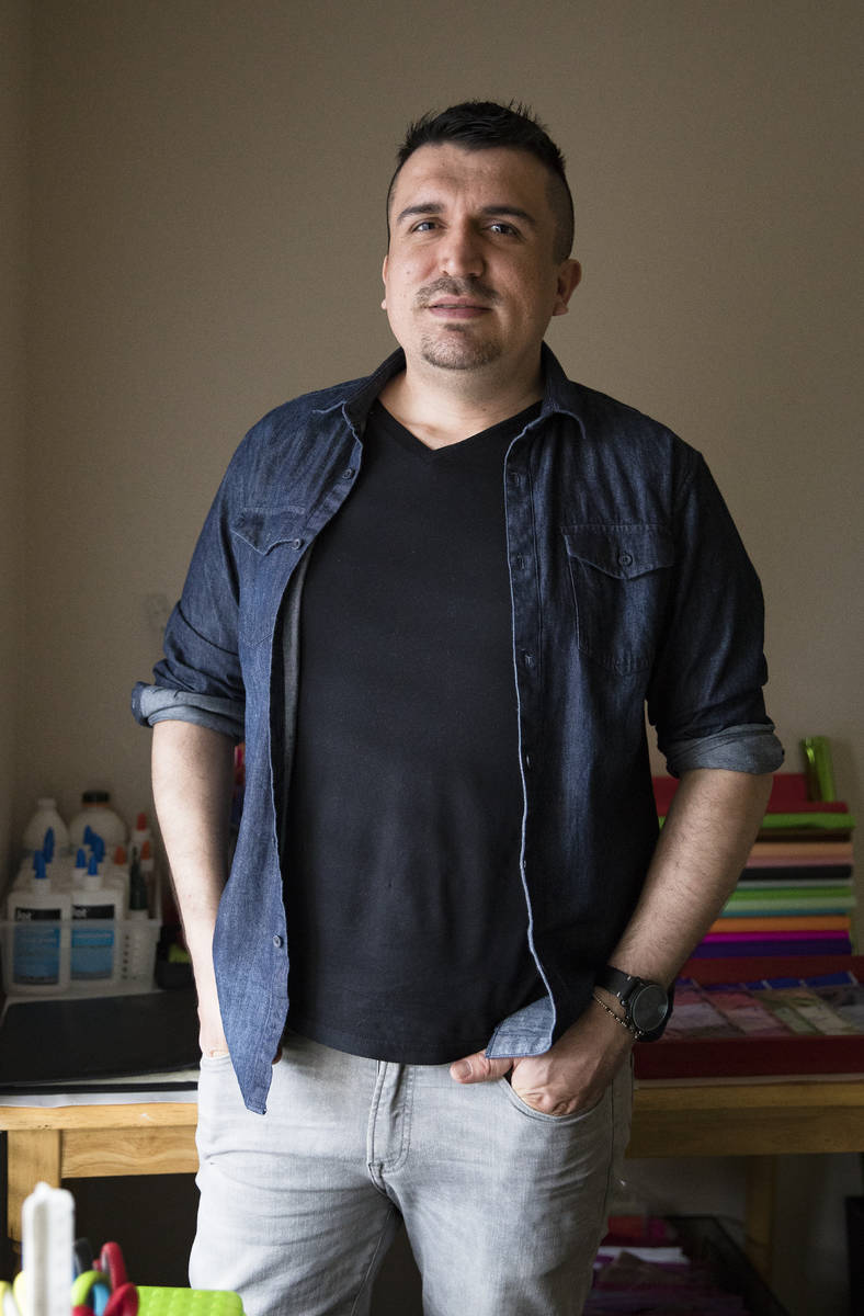 Omar Soto at his home studio in Las Vegas, Monday, April 20, 2020. Soto was commissioned by the ...