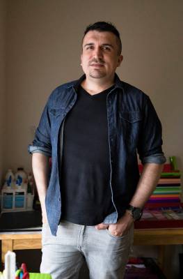 Omar Soto at his home studio in Las Vegas, Monday, April 20, 2020. Soto was commissioned by the ...