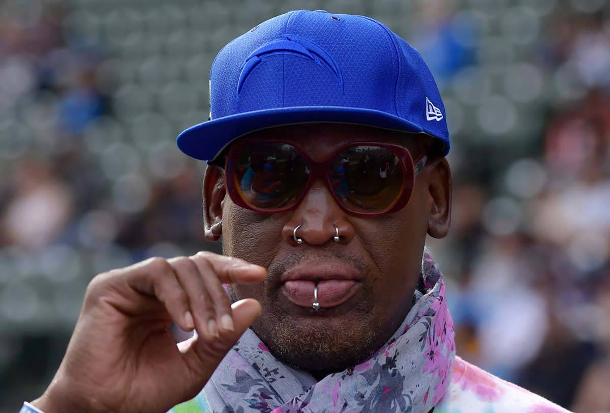 In this Dec. 9, 2018, file photo, former NBA basketball player Dennis Rodman attends an NFL foo ...