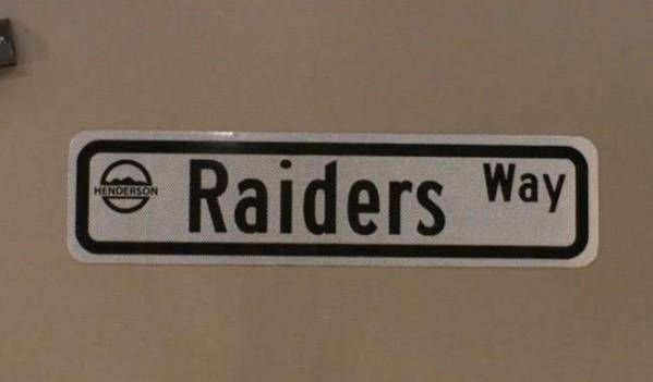 A sample of a Raiders Way street sign. (City of Henderson)