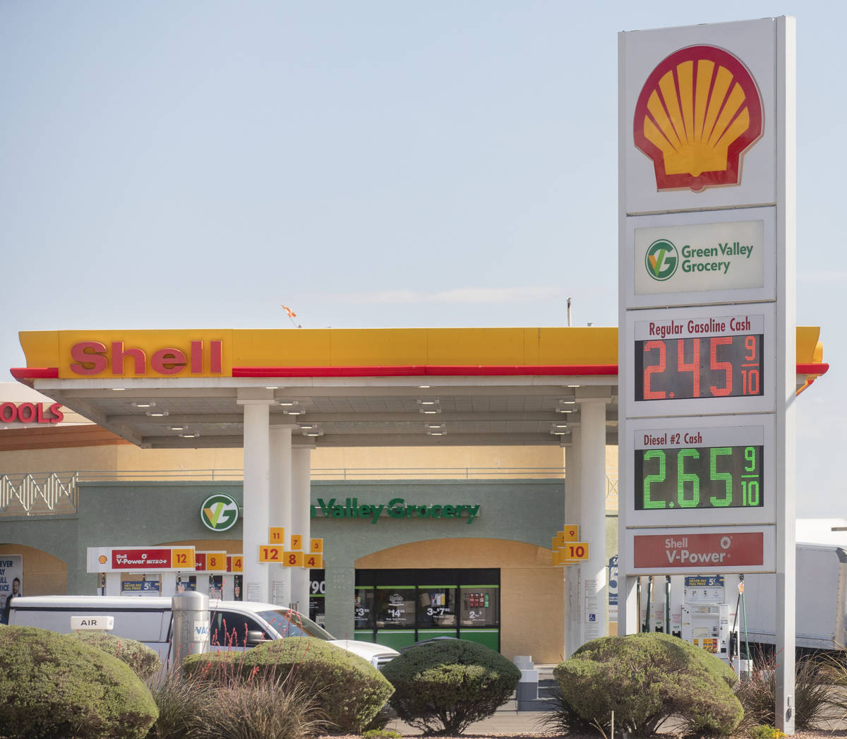 Shell displays their gas prices at the gas station located on South Valley View Blvd., and West ...