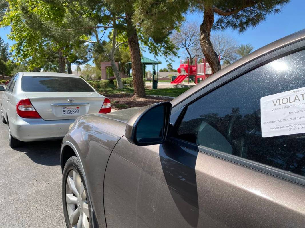 Last week, white stickers could be seen stuck to windows on a line of vehicles parked on Cozy H ...