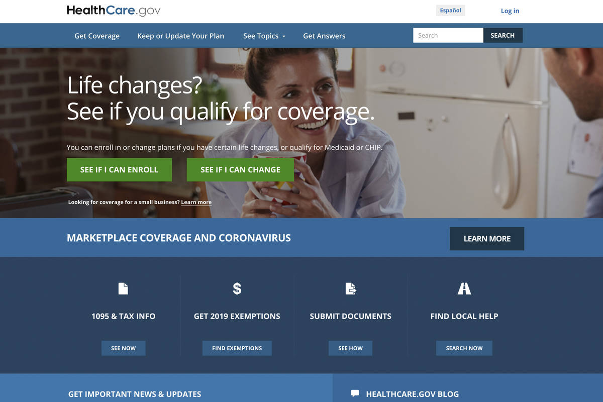 In an image provided by U.S. Centers for Medicare & Medicaid Service, the website for HealthCar ...