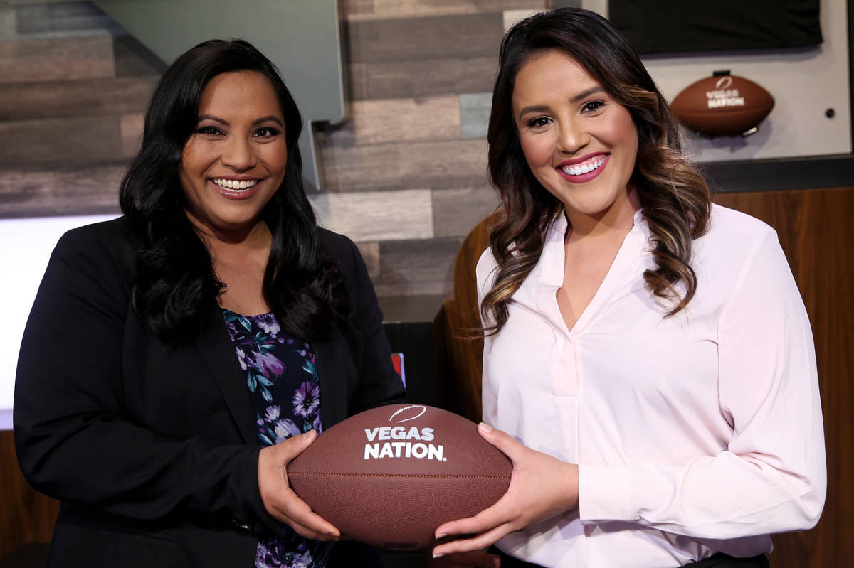 Vegas Nation team members Heidi Fang, left, and Cassie Soto in the Las Vegas Review-Journal TV ...