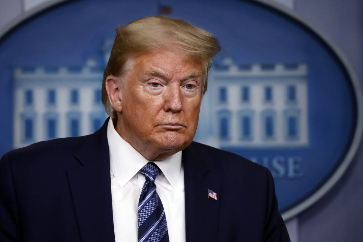 President Donald Trump listens during a briefing about the coronavirus in the James Brady Press ...