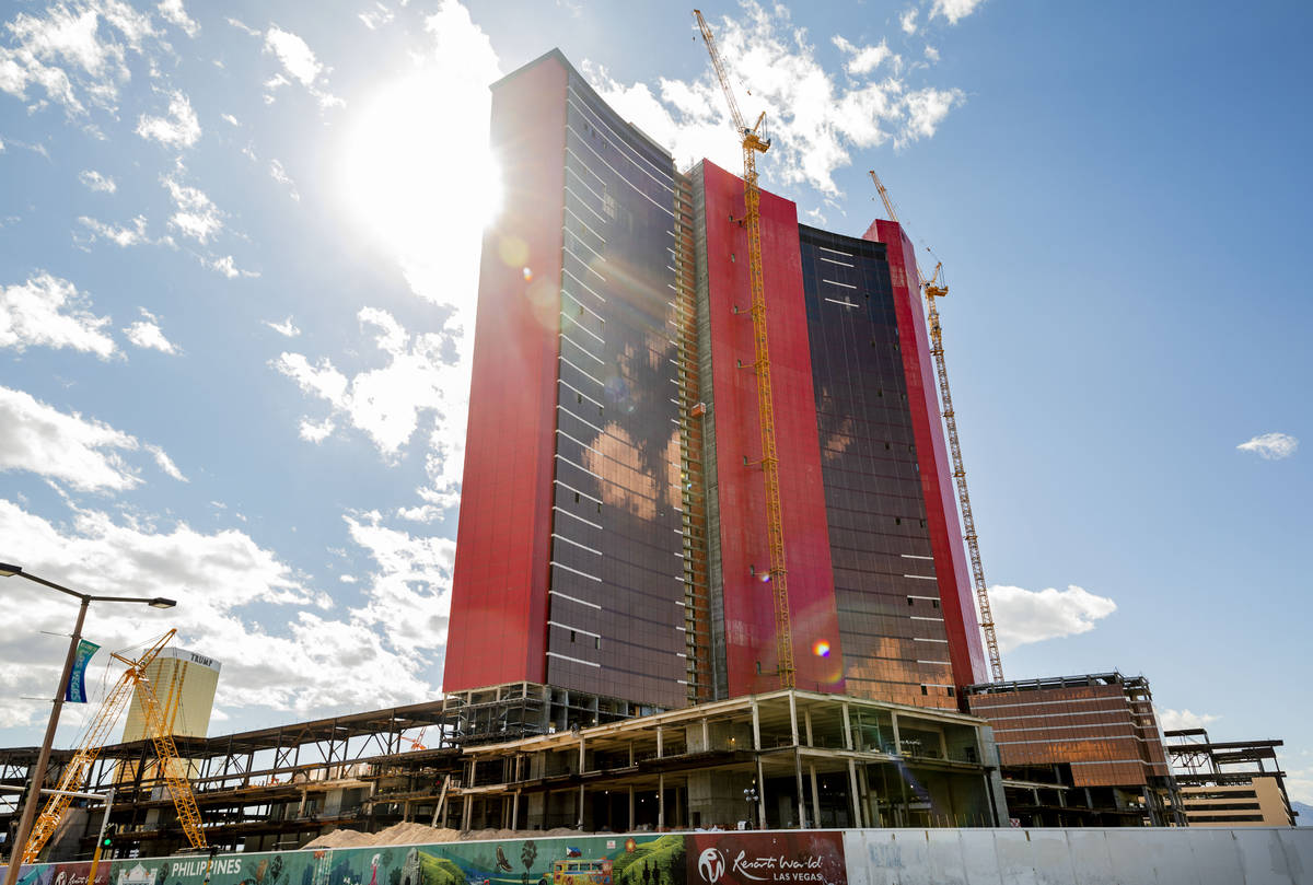 Construction continues at Resorts World Las Vegas on the north Strip in Las Vegas on Monday, Ap ...