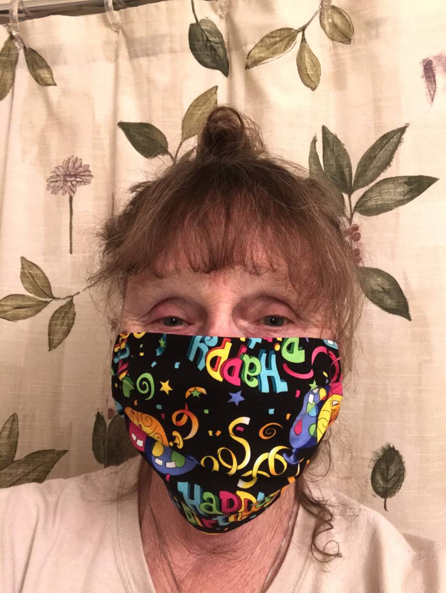 For her 70th birthday last week, Mary Ann Racheau made a face mask in a “happy birthday” pr ...