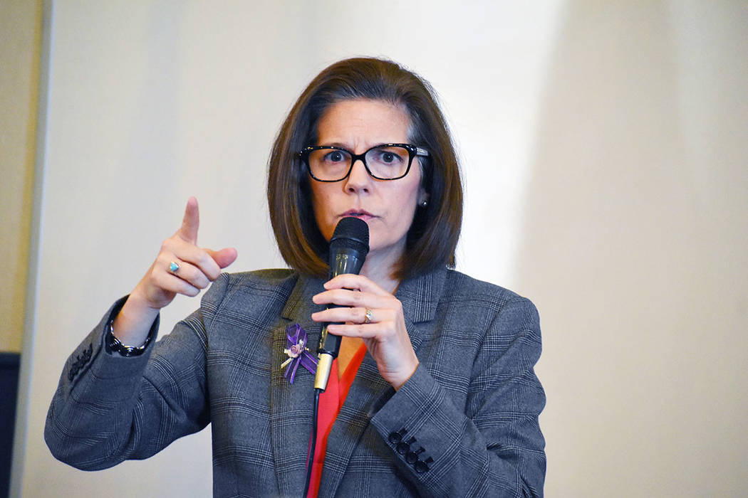 Sen. Catherine Cortez Masto speaking during an event in east Las Vegas. (Frank Alejandre / El T ...