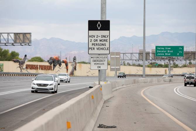 Crews will begin restriping efforts of the HOV lanes May 4 along Interstate 15 and U.S. Highway ...