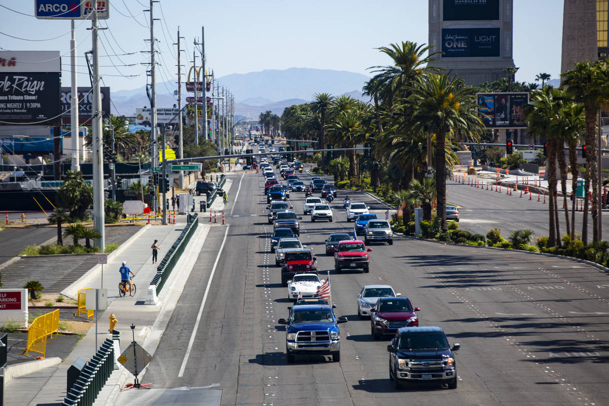 People participate in a "caravan" protest led by Wayne Allyn Root, not pictured, alon ...