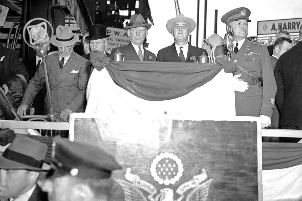 In this Oct. 2, 1936, file photo, President Franklin Roosevelt at the new 21-story medical unit ...