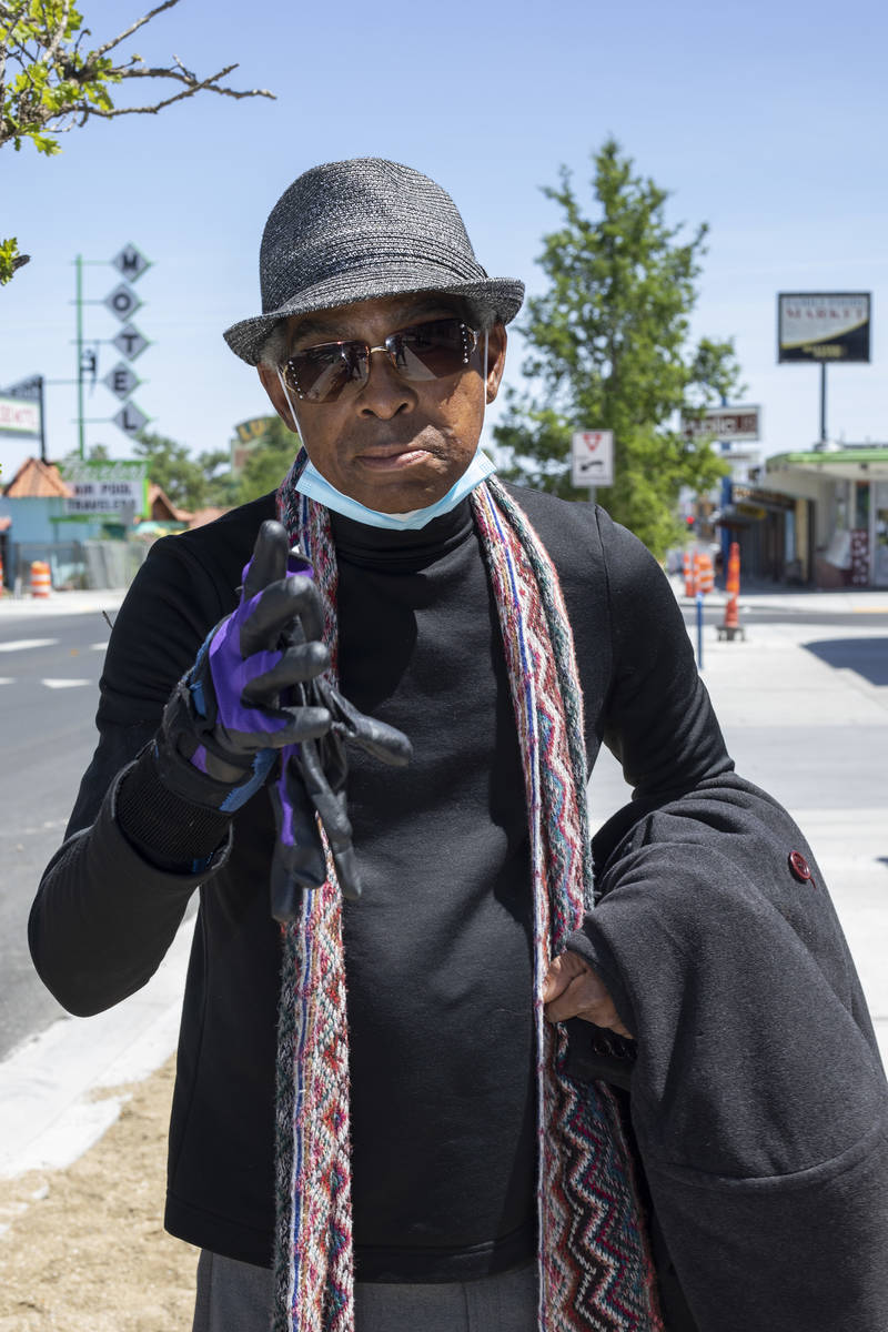 Singer Kevin Washington poses for a portrait in between song on Saturday, April 25, 2020, in do ...