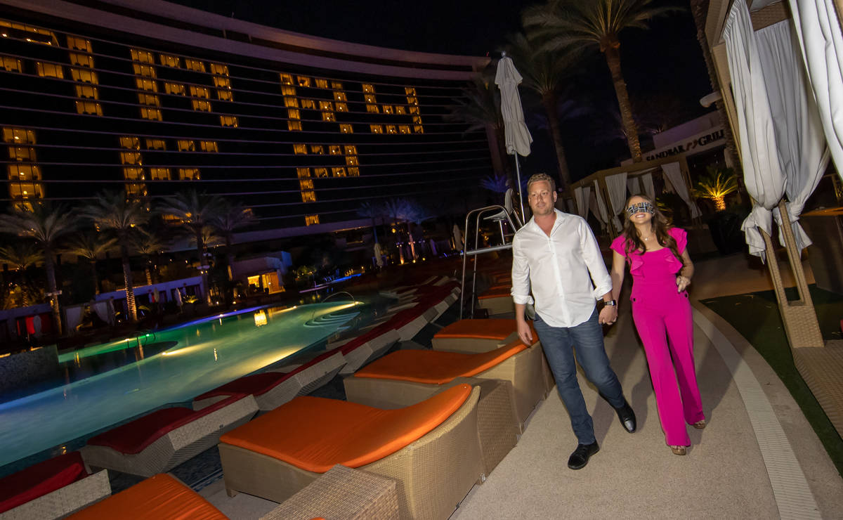 Vegas entrepreneur Kyle Markman escorts Fox 5's Jillian Lopez to his marriage proposal at Red R ...