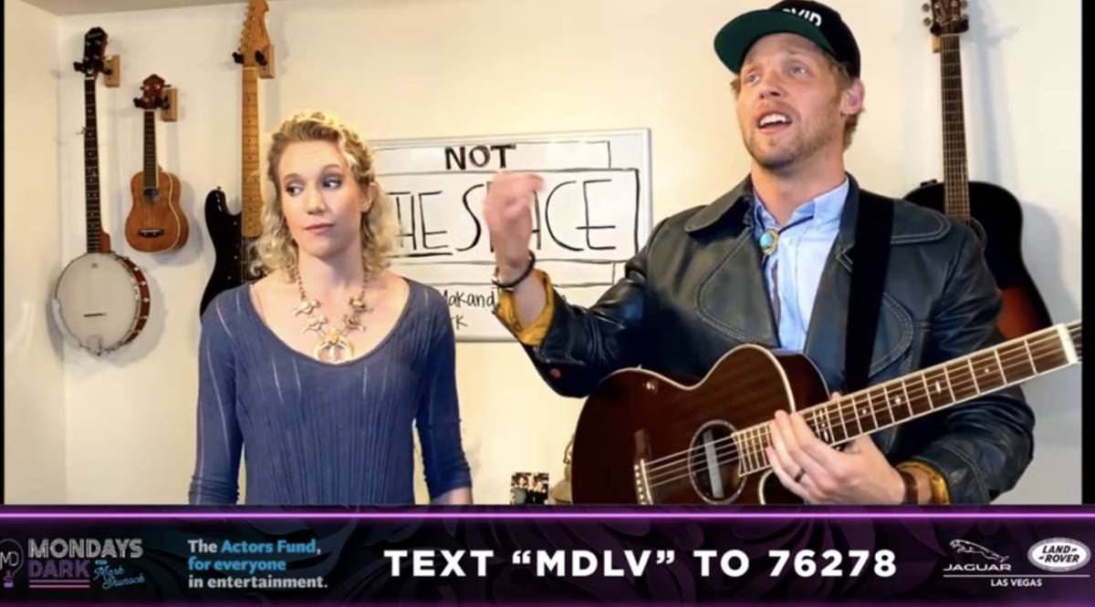Colin Cahill and MaKenzie Fly are shown during the Mondays Dark Live Stream Telethon on Monday, ...