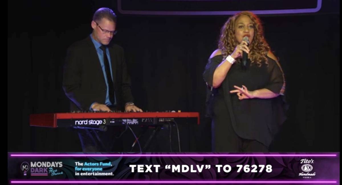 Dan Ellis and Michelle Johnson are shown during the Mondays Dark Live Stream Telethon on Monday ...