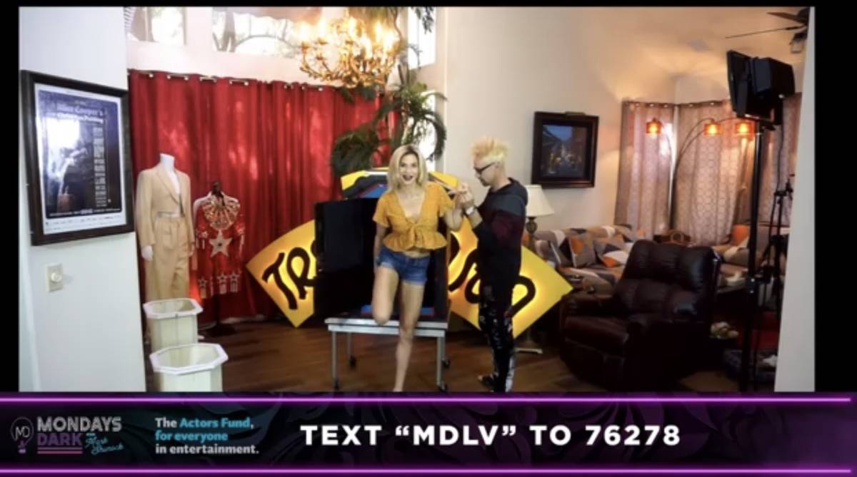 Murray Sawchuck and Dani Elizabeth are shown during the Mondays Dark Live Stream Telethon on Mo ...