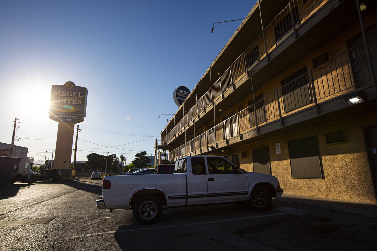 A view of Siegel Suites at Bonanza Road and Las Vegas Boulevard in Las Vegas on Tuesday, April ...