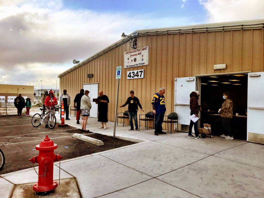 Members of the community lineup to receive a free meal at VFW Post 10047. (VFW Post 10047)