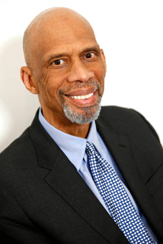 Retired NBA basketball player and author Kareem Abdul-Jabbar poses for a portrait on Monday, Ma ...