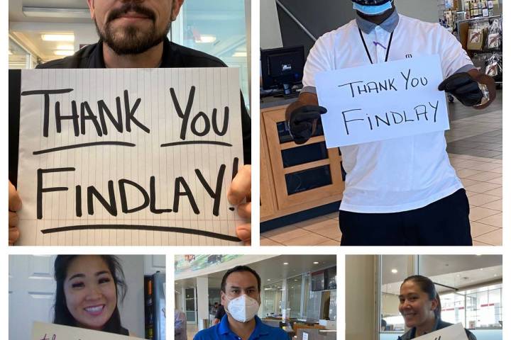 Findlay employees express their gratitude: clockwise from top left, Robert Schweizer Jr., pre-o ...