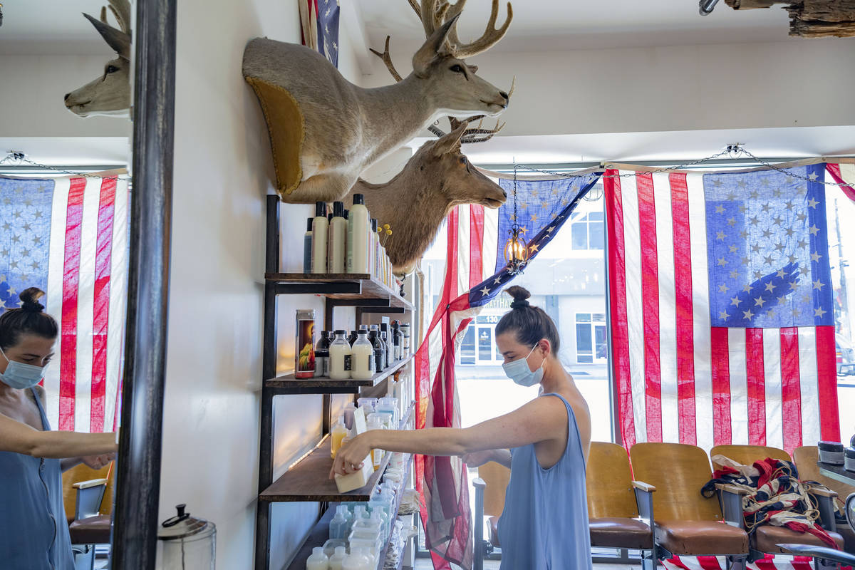 Barber Keller Leishman picks out her curbside pickup retail from Makeshift Union Cutting & ...