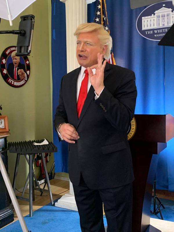 John Di Domenico portrays Donald Trump in a Cameo appearance on Friday, May 1, 2020. (Michele R ...