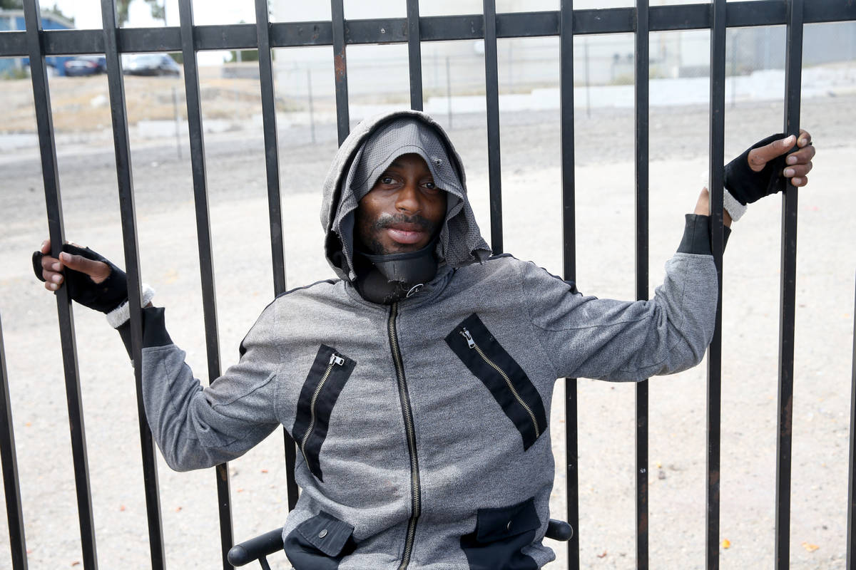 Reggie Howard, 29, on Foremaster Lane between Las Vegas Boulevard and Main Street in downtown L ...