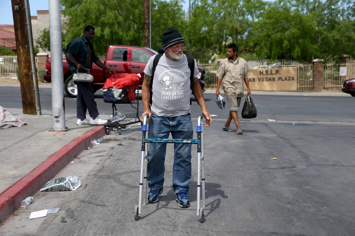 Juan Gonzalez, 67, on Foremaster Lane near Main Street in downtown Las Vegas Thursday, April 30 ...