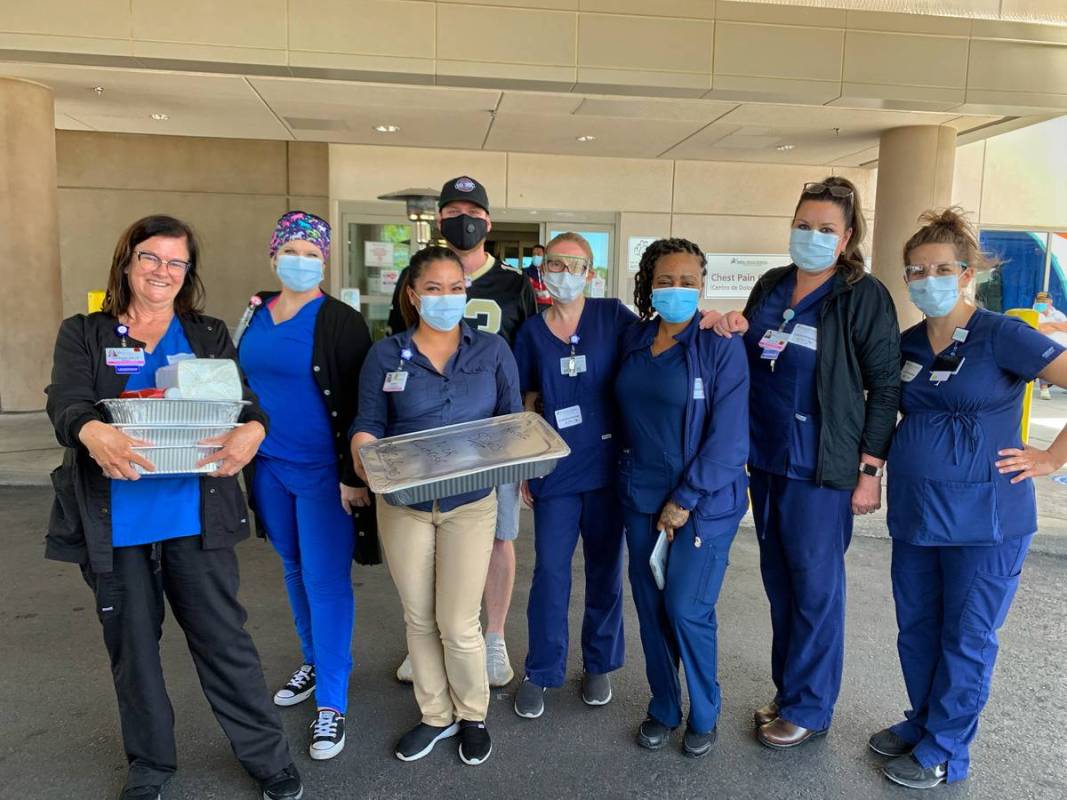 Cody Tomboli of Bar Code Burger donates meals to nurses at Spring Valley Hospital. Cody Tomboli