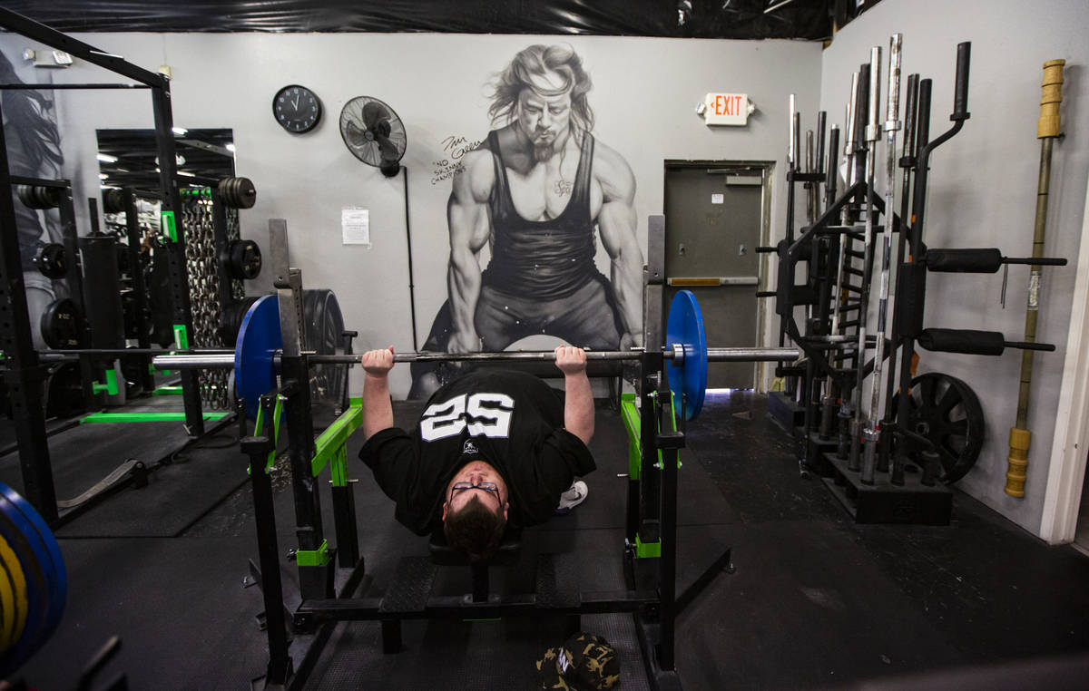 Paul Minor works out at The Lift Factory in Las Vegas on Thursday, Feb. 27, 2020. (Chase Steven ...