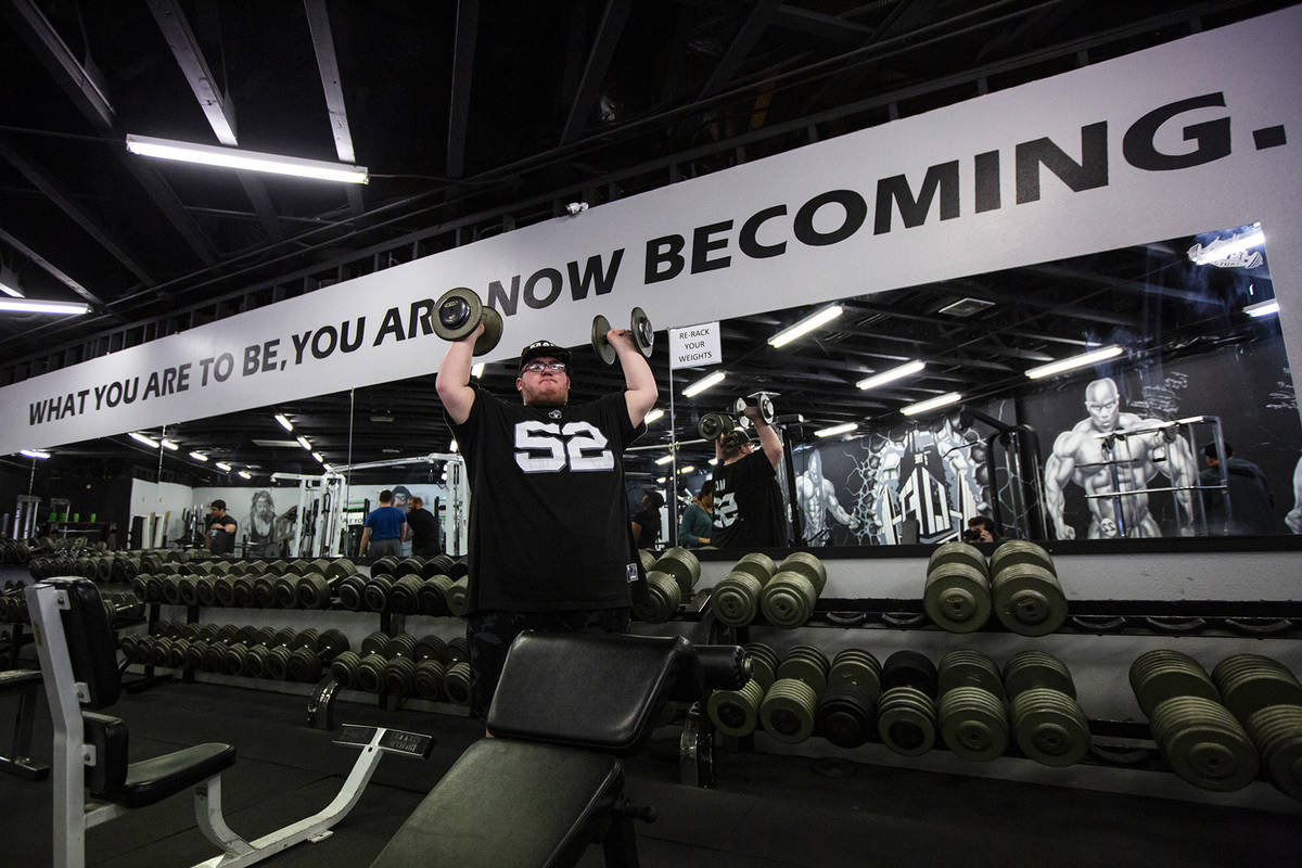 Paul Minor works out at The Lift Factory in Las Vegas on Thursday, Feb. 27, 2020. (Chase Steven ...