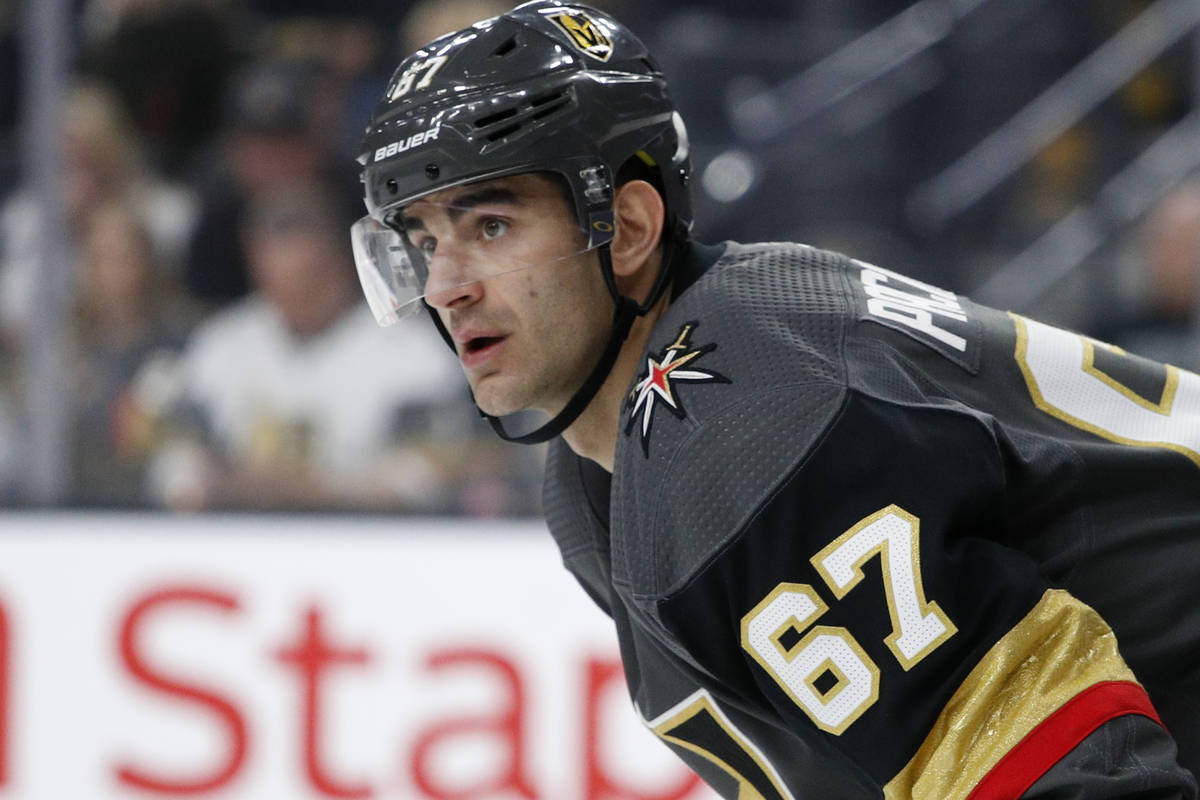 Vegas Golden Knights left wing Max Pacioretty (67) plays against the Edmonton Oilers in an NHL ...