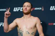 In this Sept. 13, 2019, file photo, lightweight fighter Justin Gaethje poses at a UFC Fight Nig ...