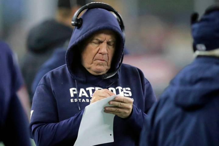 FILE - In this Jan. 4, 2020, file photo, New England Patriots head coach Bill Belichick takes n ...