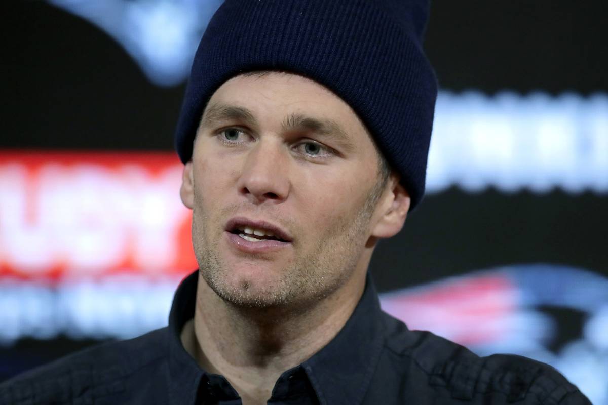 In this Jan. 4, 2020, file photo, former New England Patriots quarterback Tom Brady speaks to t ...