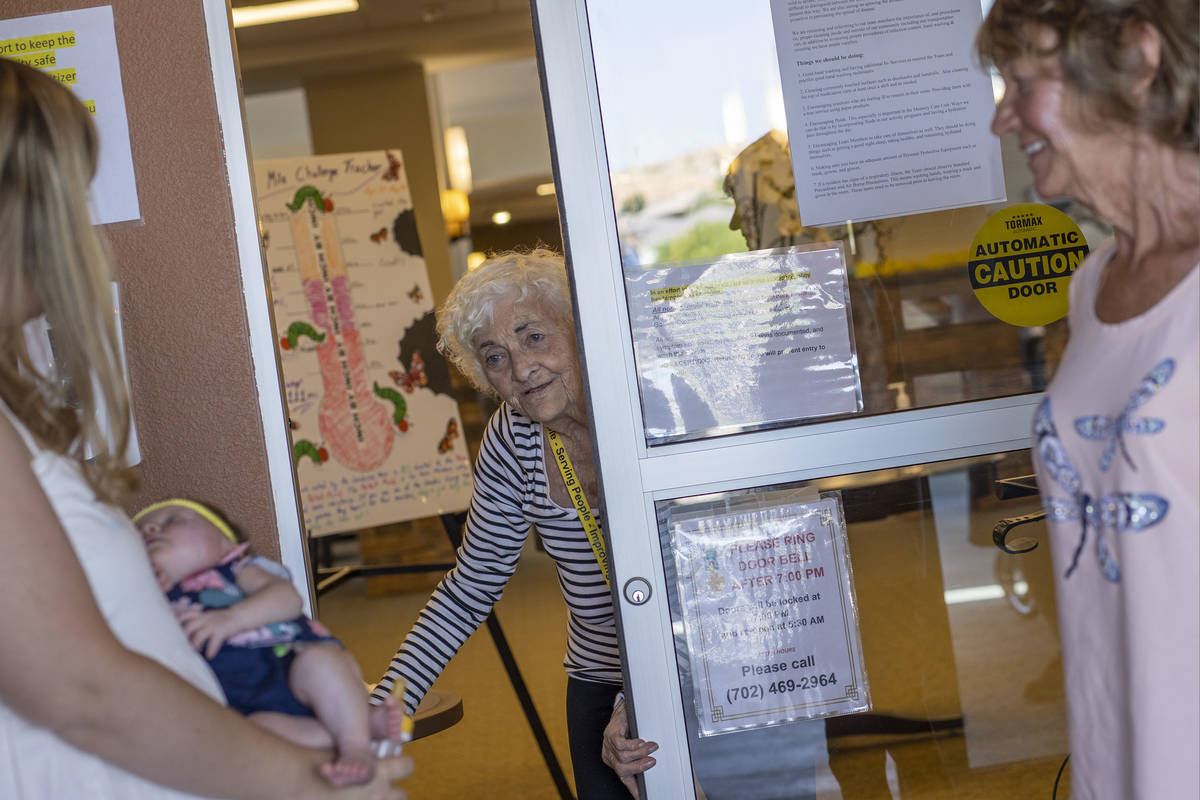 June Watkins, 97, meets her 1-month-old great granddaughter Eliana, her granddaughter Christie ...