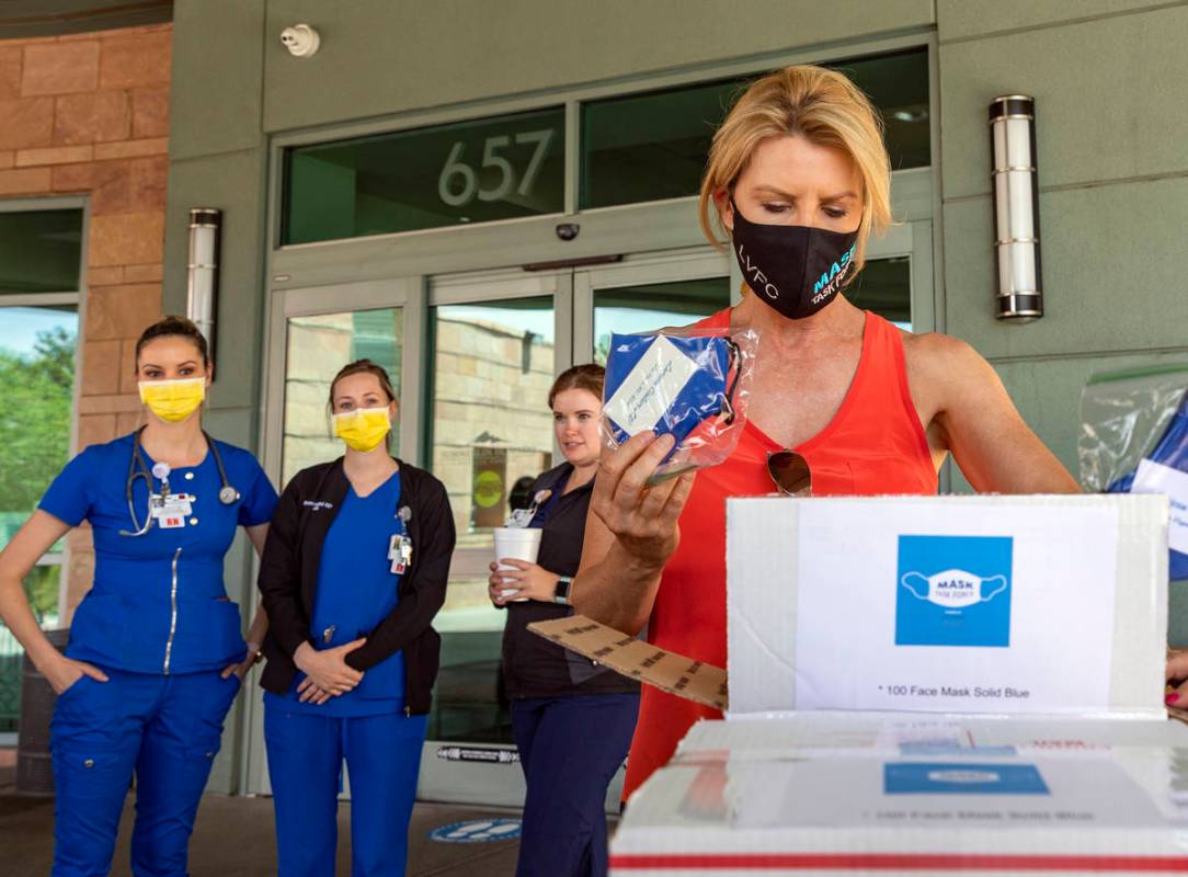 Founder of Las Vegas Fashion Council Carrie Cooper that created Mask Task Force delivers hundre ...