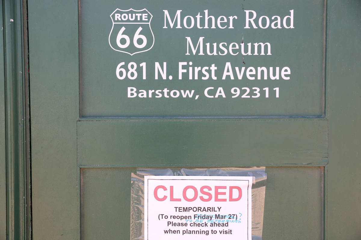 The closed Mother Road Museum at Harvey House in Barstow, Calif. Tuesday, May 5, 2020. (K.M. Ca ...