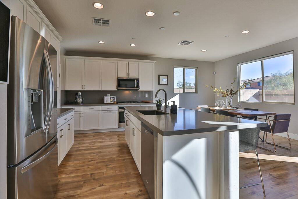 Las Vegas Aces forward Dearica Hamby's Inspirada home features a modern, sleek kitchen. (Life R ...