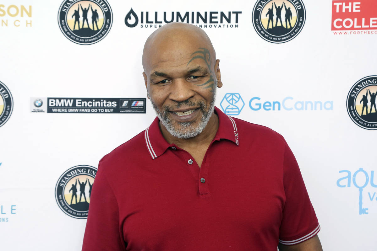 In this Aug. 2, 2019, file photo, Mike Tyson attends a celebrity golf tournament in Dana Point, ...