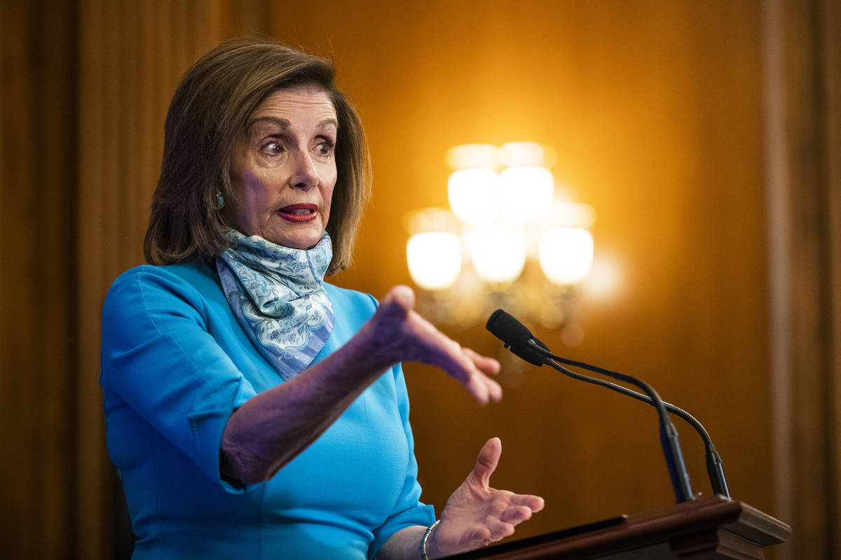 House Speaker Nancy Pelosi of Calif., speaks during a news conference on Capitol Hill, Thursday ...