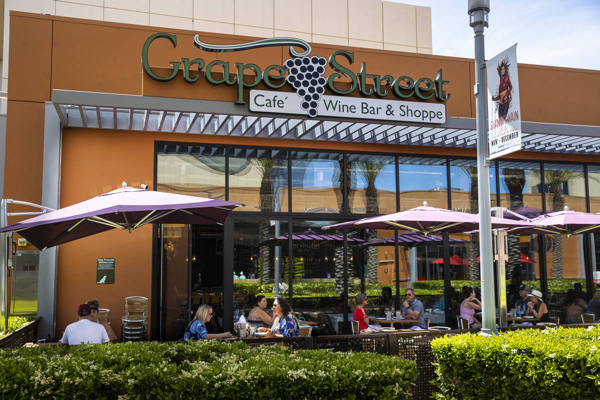People dine at Grape Street as some restaurants open for table-service at Downtown Summerlin in ...