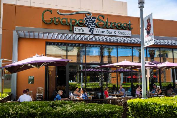 People dine at Grape Street as some restaurants open for table-service at Downtown Summerlin in ...