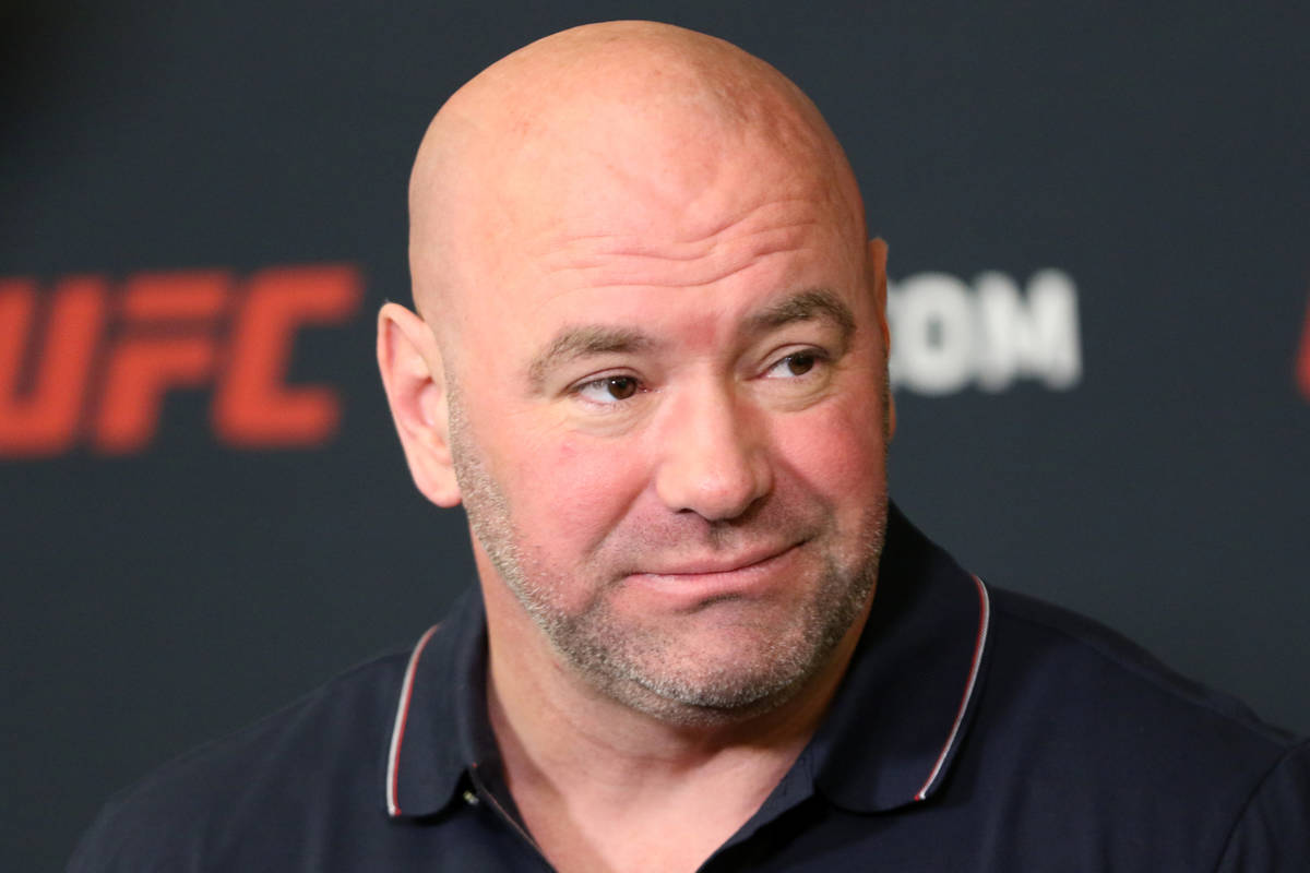 UFC president Dana White listens to questions during a press conference at the UFC Apex in Las ...