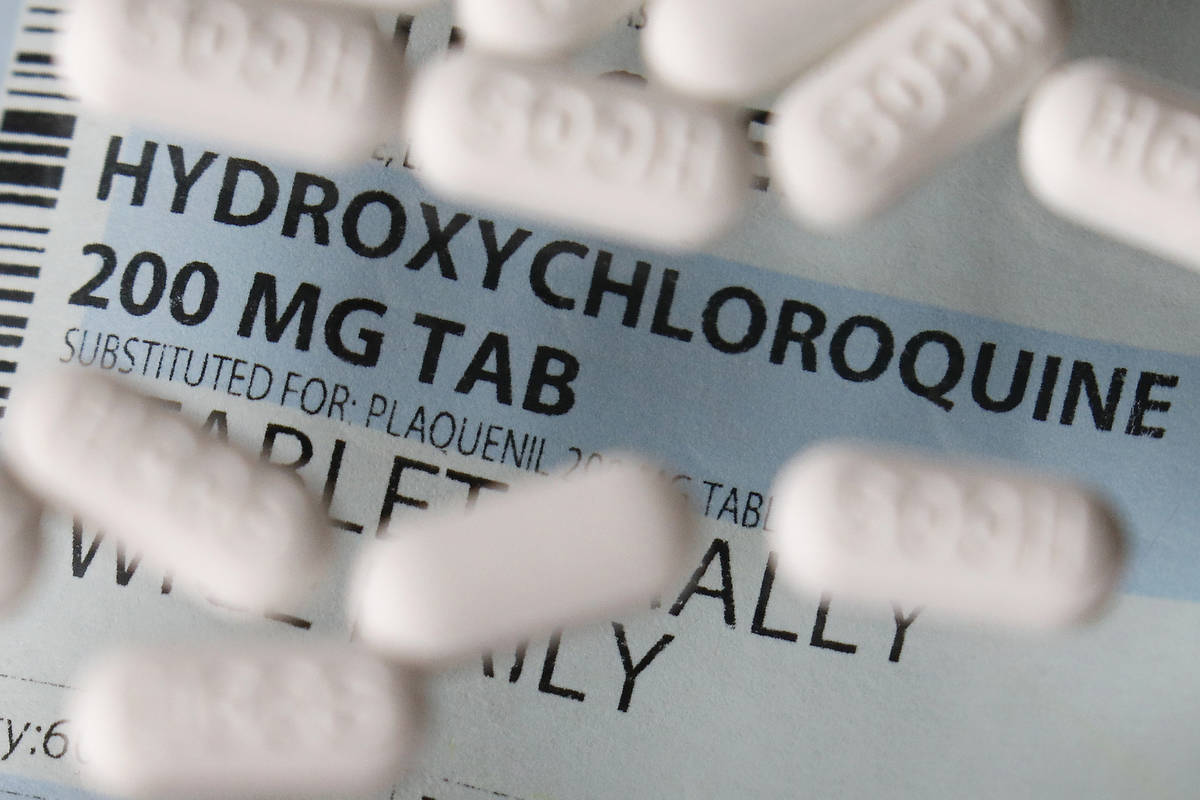 FILE - This Monday, April 6, 2020 file photo shows an arrangement of hydroxychloroquine tablets ...